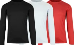 Galaxy by Harvic Long Sleeve Moisture-Wicking Performance Crew Neck Men's T-Shirt 3 Pack