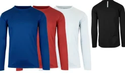 Galaxy by Harvic Long Sleeve Moisture-Wicking Performance Crew Neck Men's T-Shirt 3 Pack