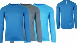 Galaxy by Harvic Long Sleeve Moisture-Wicking Performance Crew Neck Men's T-Shirt 3 Pack