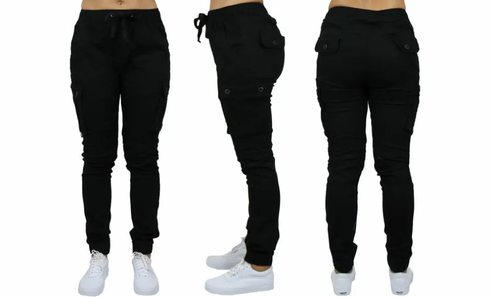 Galaxy By Harvic Loose Fit Cotton Stretch Twill Women's Cargo Joggers