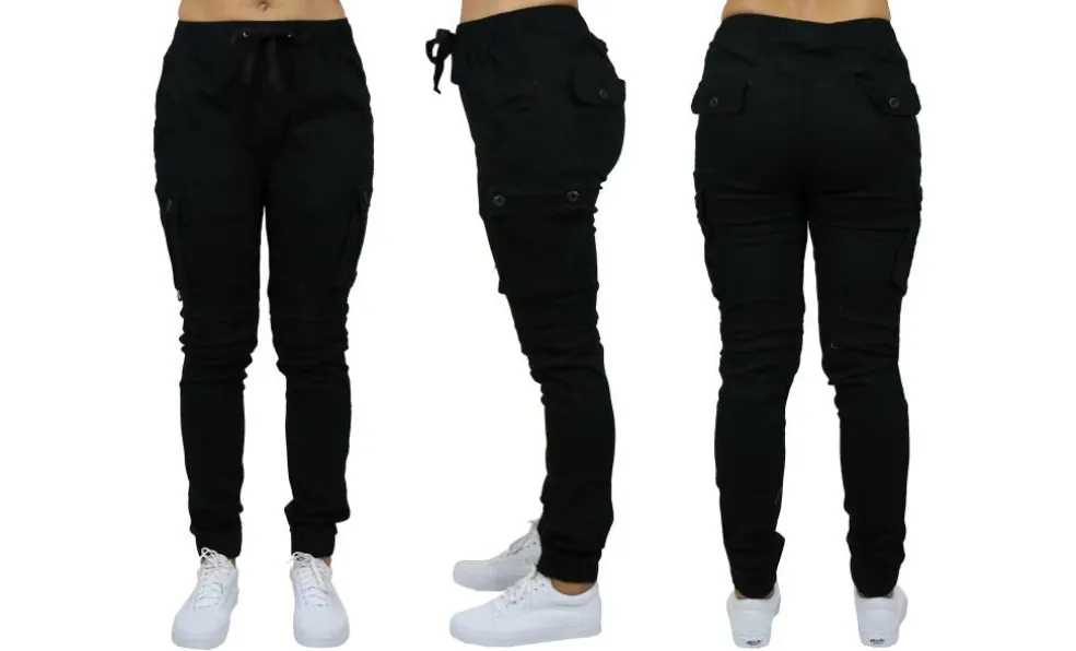 Galaxy By Harvic Loose Fit Cotton Stretch Twill Women's Cargo Joggers