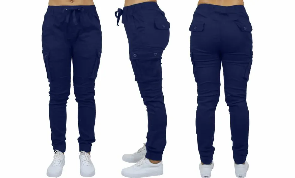 Galaxy By Harvic Loose Fit Cotton Stretch Twill Women's Cargo Joggers