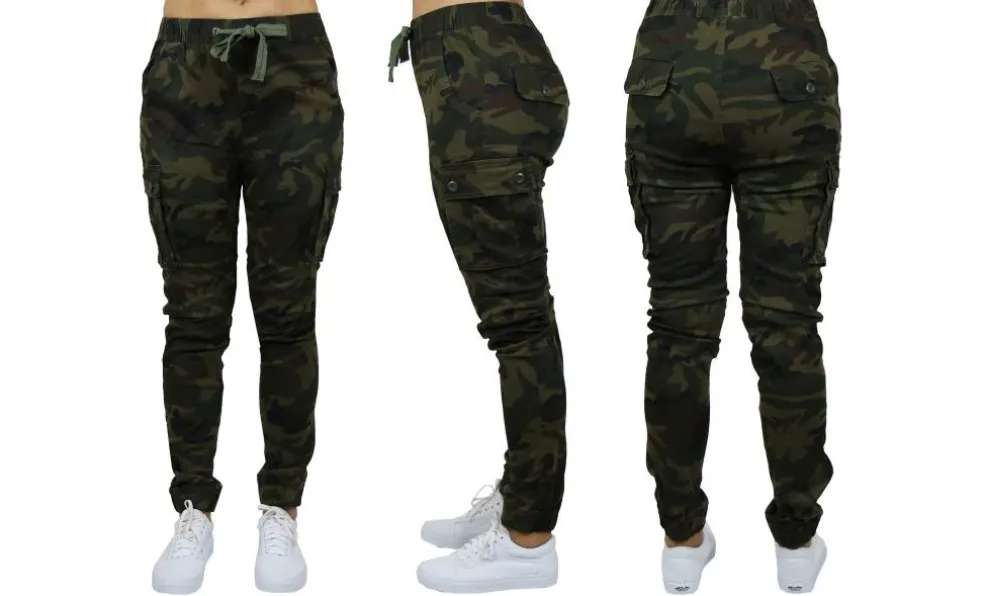 Galaxy By Harvic Loose Fit Cotton Stretch Twill Women's Cargo Joggers