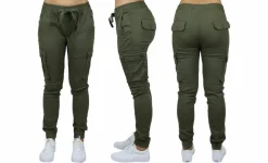 Galaxy By Harvic Loose Fit Cotton Stretch Twill Women's Cargo Joggers