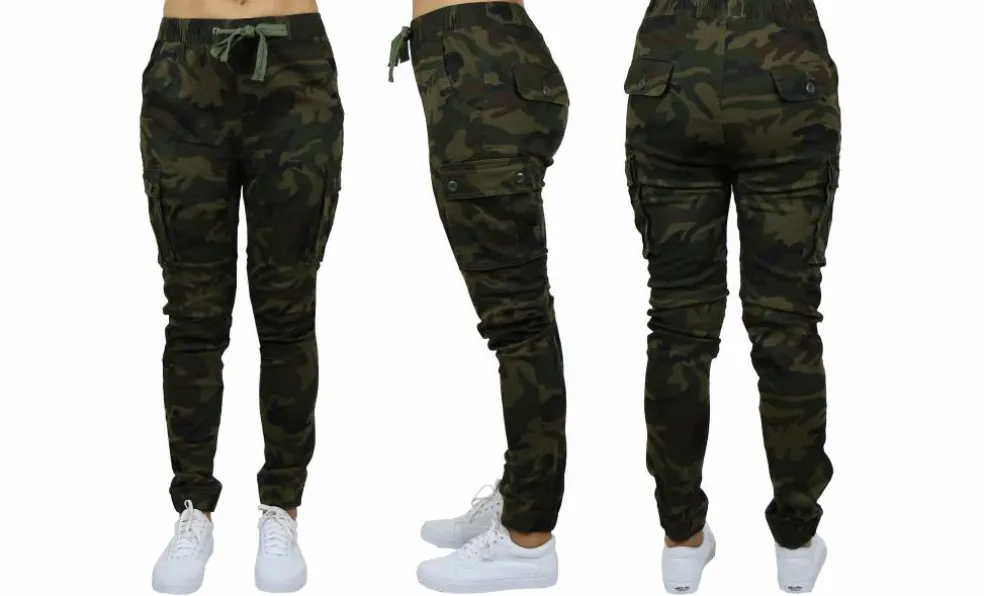 Galaxy By Harvic Loose Fit Cotton Stretch Twill Women's Cargo Joggers