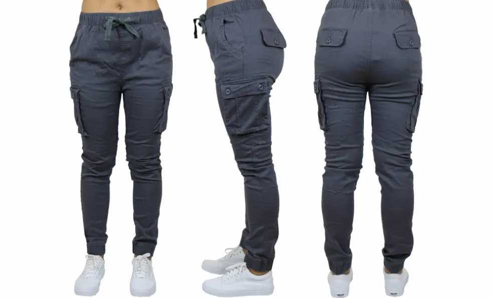 Galaxy By Harvic Loose Fit Cotton Stretch Twill Women's Cargo Joggers