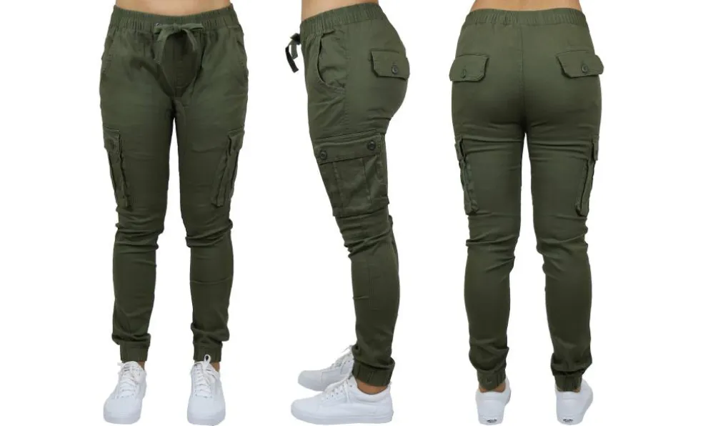 Galaxy By Harvic Loose Fit Cotton Stretch Twill Women's Cargo Joggers