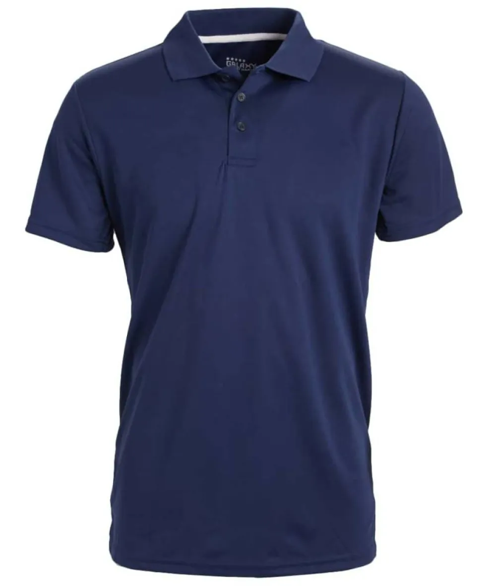 Galaxy by Harvic Tagless Dry-Fit Moisture-Wicking Men's Polo Shirt