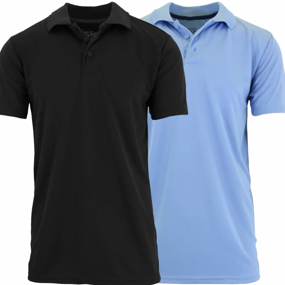Galaxy by Harvic Tagless Dry-Fit Moisture-Wicking Men's Polo Shirt 2 Pack