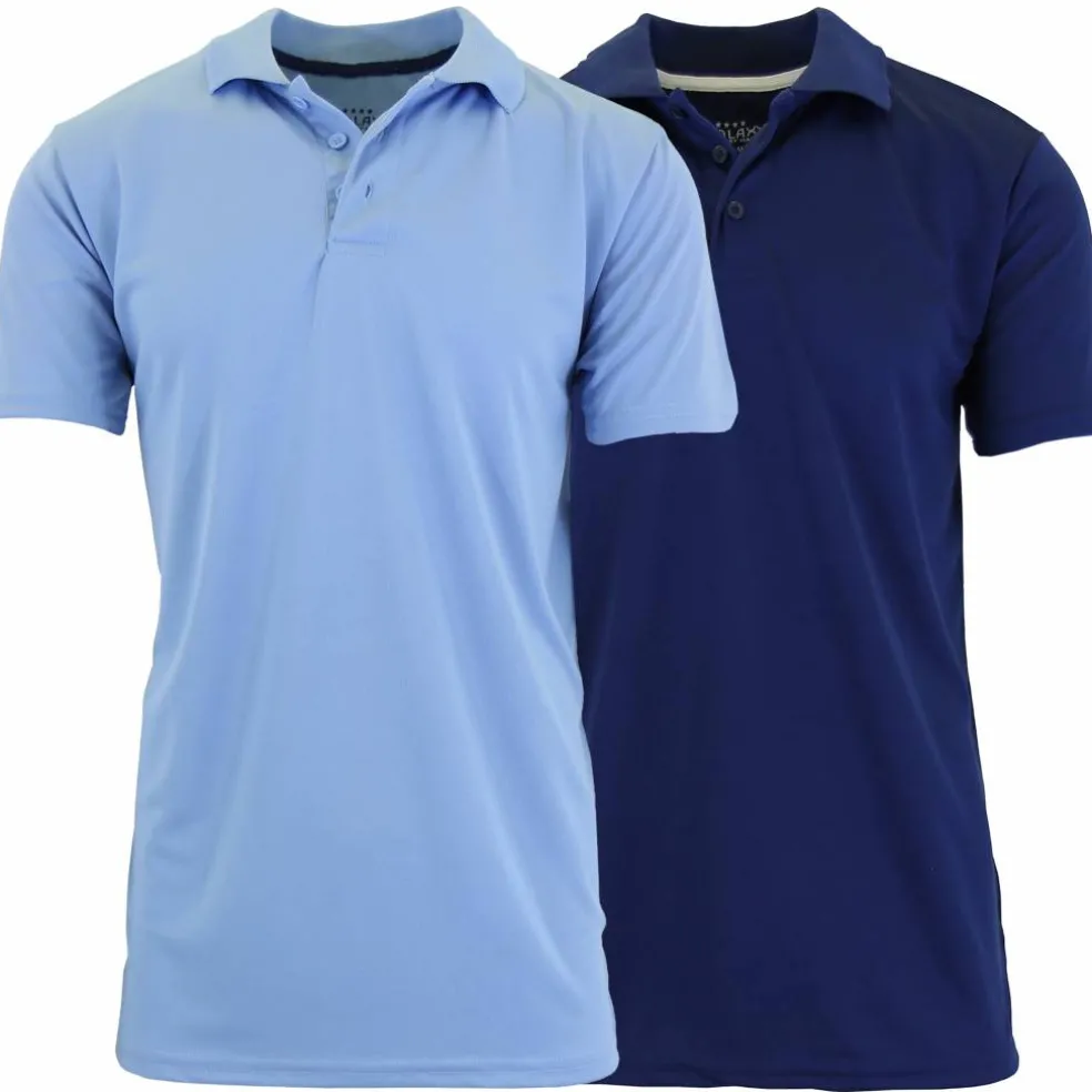 Galaxy by Harvic Tagless Dry-Fit Moisture-Wicking Men's Polo Shirt 2 Pack