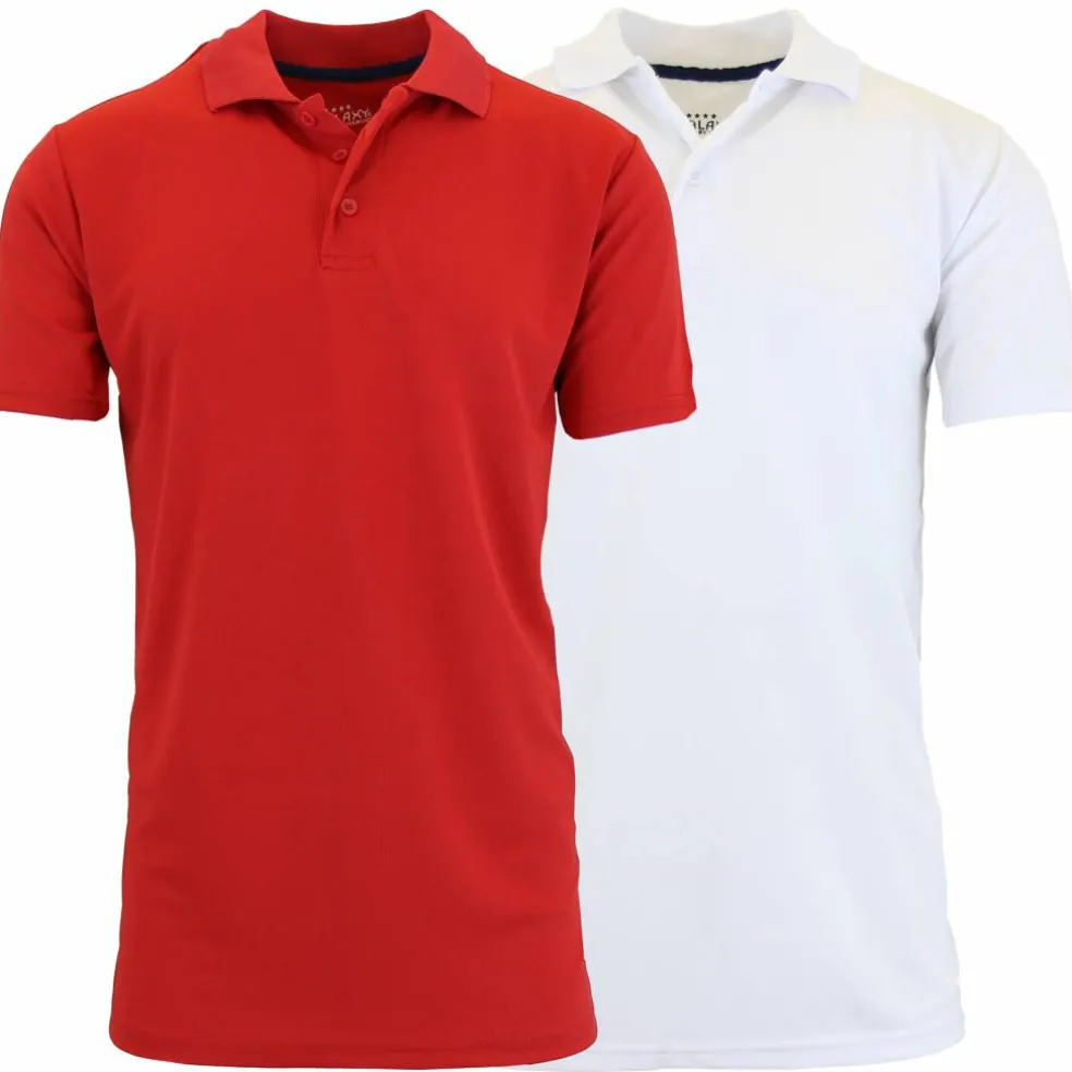 Galaxy by Harvic Tagless Dry-Fit Moisture-Wicking Men's Polo Shirt 2 Pack