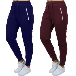 Galaxy by Harvic Women's Relaxed-Fit Fleece-Lined Zipper Pockets Jogger Sweatpants, 2 Pack