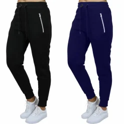 Galaxy by Harvic Women's Relaxed-Fit Fleece-Lined Zipper Pockets Jogger Sweatpants, 2 Pack