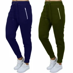 Galaxy by Harvic Women's Relaxed-Fit Fleece-Lined Zipper Pockets Jogger Sweatpants, 2 Pack