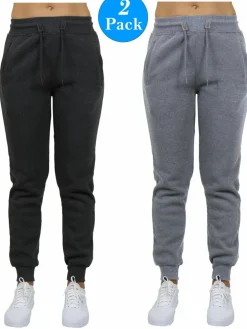 Galaxy by Harvic Women’s Slim Fit Heavyweight Fleece-Lined Joggers 2 Pack