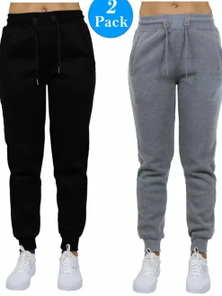 Galaxy by Harvic Women’s Slim Fit Heavyweight Fleece-Lined Joggers 2 Pack