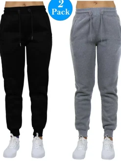 Galaxy by Harvic Women’s Slim Fit Heavyweight Fleece-Lined Joggers 2 Pack