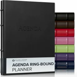 Gallery Leather 3-Ring Bound Weekly Monthly Planner 2026, Elegantly 3-Ring Bound Calendar Planner and Notebook with Gold-Gilded Page Edges, 12 Months - 9 x 7