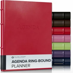 Gallery Leather 3-Ring Bound Weekly Monthly Planner 2026, Elegantly 3-Ring Bound Calendar Planner and Notebook with Gold-Gilded Page Edges, 12 Months - 9 x 7