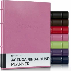 Gallery Leather 3-Ring Bound Weekly Monthly Planner 2026, Elegantly 3-Ring Bound Calendar Planner and Notebook with Gold-Gilded Page Edges, 12 Months - 9 x 7