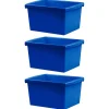 4 Gallon Classroom Storage Bin, Blue, Pack of 3