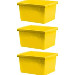 4 Gallon Classroom Storage Bin, Yellow, Pack of 3