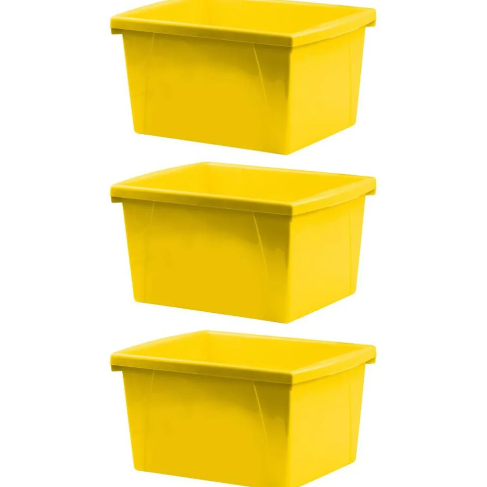 4 Gallon Classroom Storage Bin, Yellow, Pack of 3