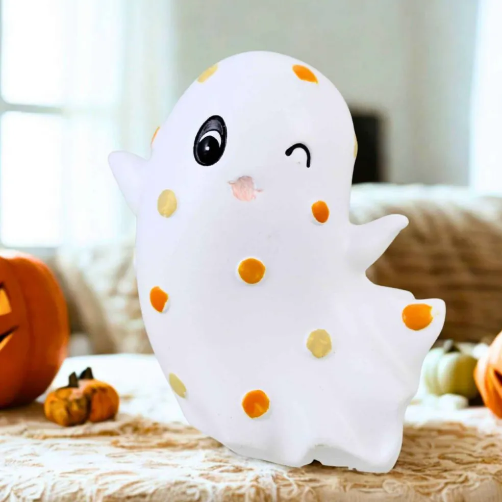 Ganz 4.0 Inch Pattern Ghost Halloween Figurine , Lightweight Halloween Decor Floating Smiling Ghost