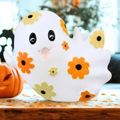 Ganz 4.0 Inch Pattern Ghost Halloween Figurine , Lightweight Halloween Decor Floating Smiling Ghost