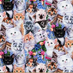 Garden Cats Kittens Fleece Fabric | Free Shipping | Buy More & Save More