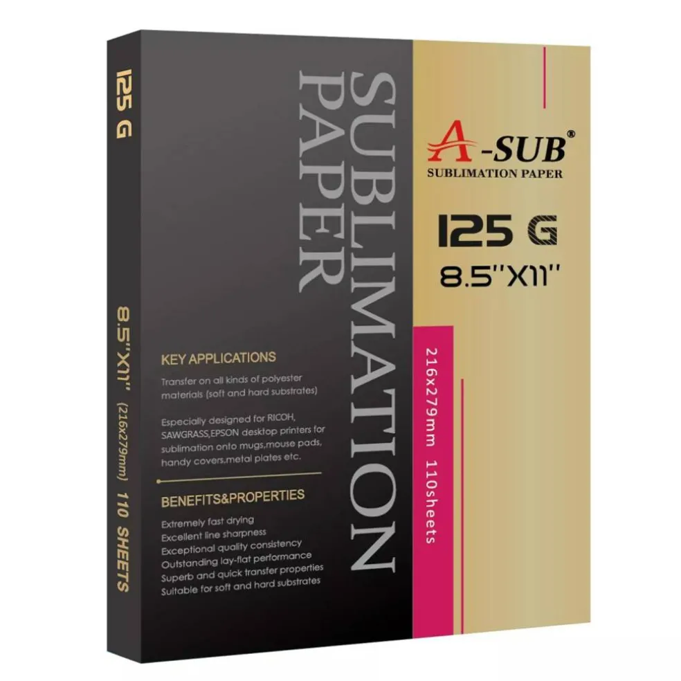 125g A-SUB Sublimation Paper in Multiple Sizes