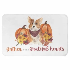 Gather with Grateful Hearts Corgi Bath Mat