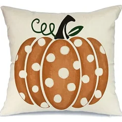 GEEORY Fall Pillow Covers 18x18 inch Polka Dots Pumpkin Throw Pillow Covers for Fall Thanksgiving Decorations Fall Party Pillows Decorative Pillow Covers for Couch Sofa