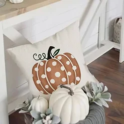 GEEORY Fall Pillow Covers 18x18 inch Polka Dots Pumpkin Throw Pillow Covers for Fall Thanksgiving Decorations Fall Party Pillows Decorative Pillow Covers for Couch Sofa