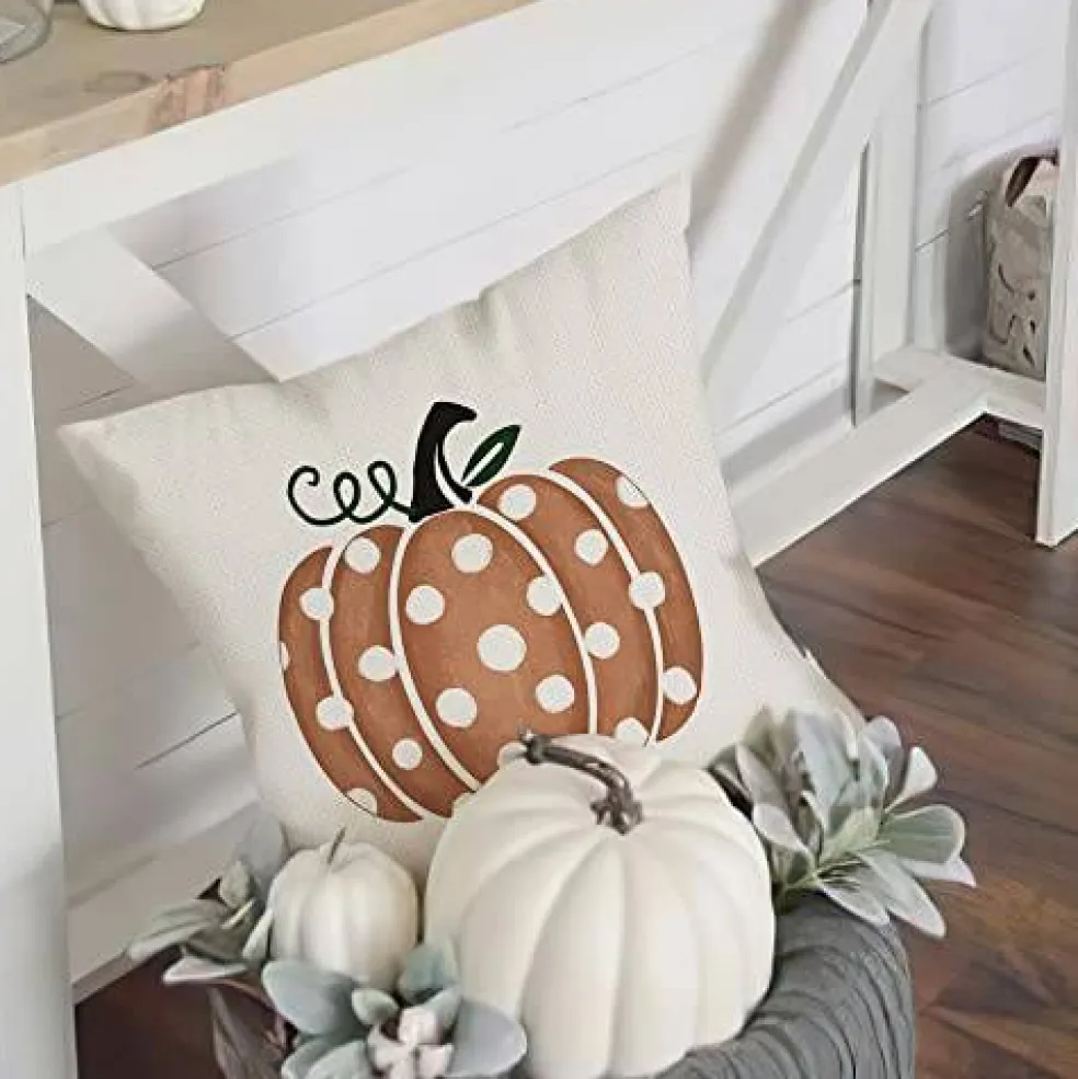 GEEORY Fall Pillow Covers 18x18 inch Polka Dots Pumpkin Throw Pillow Covers for Fall Thanksgiving Decorations Fall Party Pillows Decorative Pillow Covers for Couch Sofa
