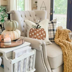 GEEORY Fall Pillow Covers 18x18 inch Polka Dots Pumpkin Throw Pillow Covers for Fall Thanksgiving Decorations Fall Party Pillows Decorative Pillow Covers for Couch Sofa