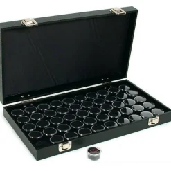 50 Gem Jars Black Display Tray Gemstone Travel Case