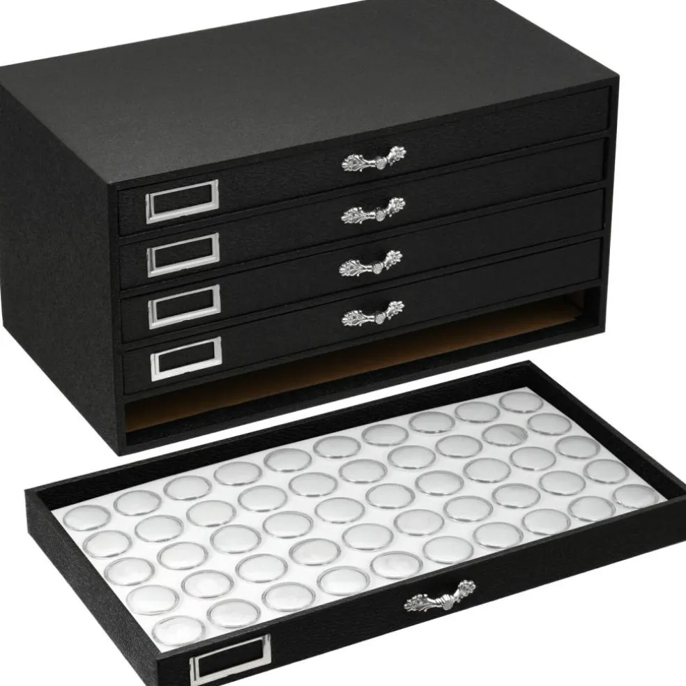 250 Gem Jars Display & Jewelry Storage Case with White Inserts