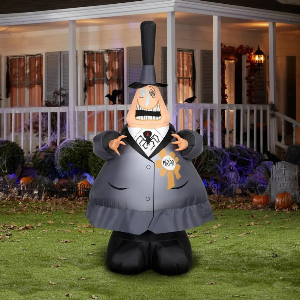 7' Gemmy Airblown Animated Inflatable Nightmare Before Christmas Mayor w/ Rotating Head Yard Decoration 557314