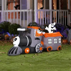 6' Gemmy Airblown Halloween Train w/ Ghost 227923