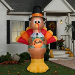 10' Gemmy Airblown Inflatable Giant Thanksgiving Turkey w/ Pumpkin