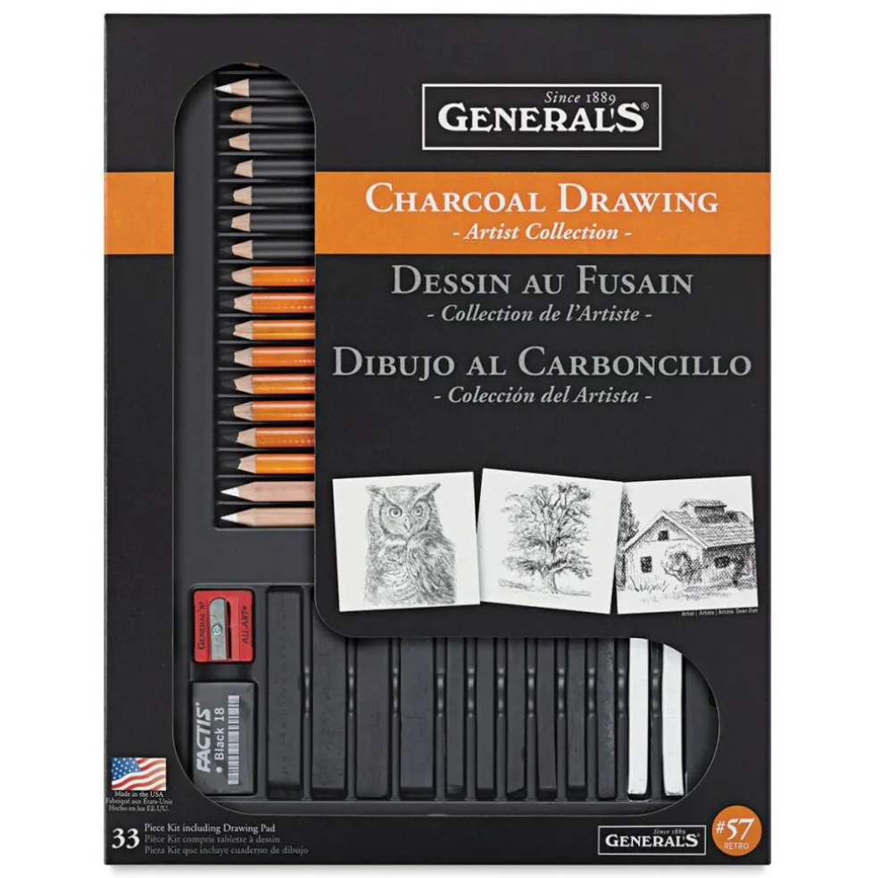 General’s Charcoal Drawing Collection Kit - Set of 33