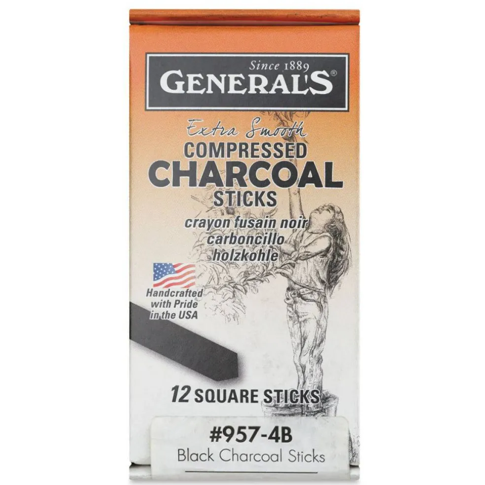 General's Compressed Charcoal - 4B, Pkg of 12