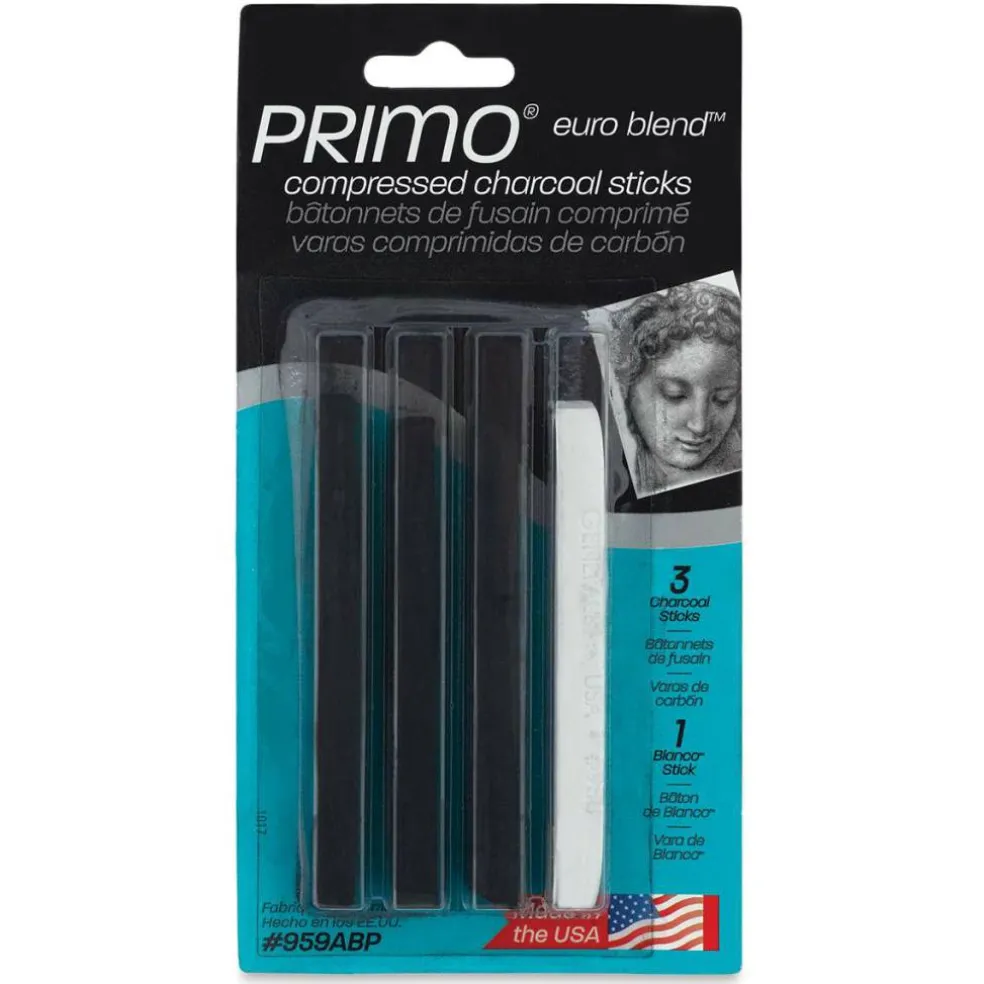 General's Primo Euro Blend Compressed Charcoal Sticks - Pkg of 4