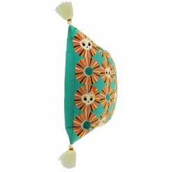 16" Geometric Floral Skull Pillow with Tassels by Ashland®