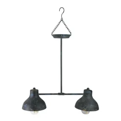 Gerson 19.75" Blue and Black Distressed Decorative Lighted Hanging Lantern