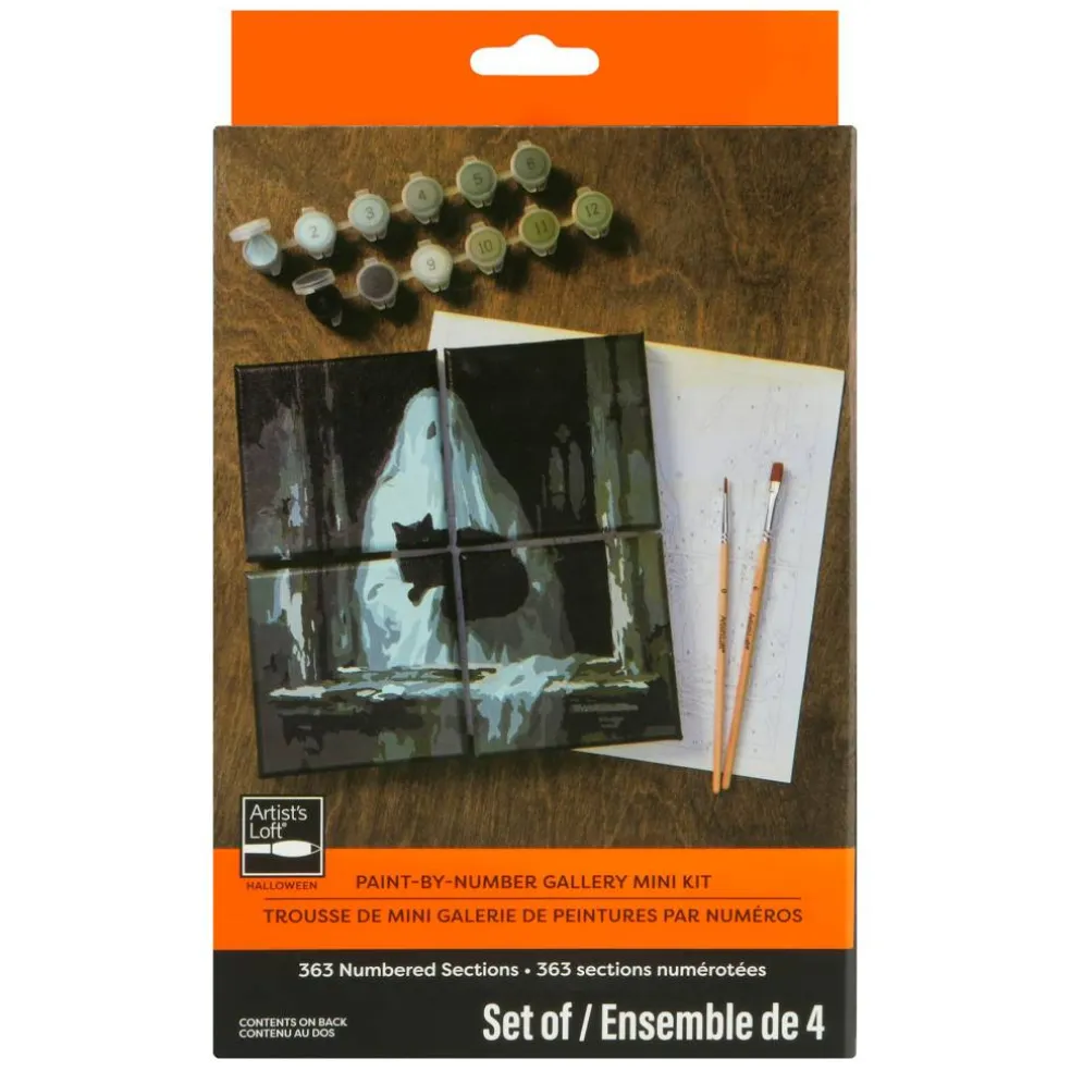 Ghost & Black Cat in Window Paint-by-Number Gallery Mini Kit by Artist's Loft®