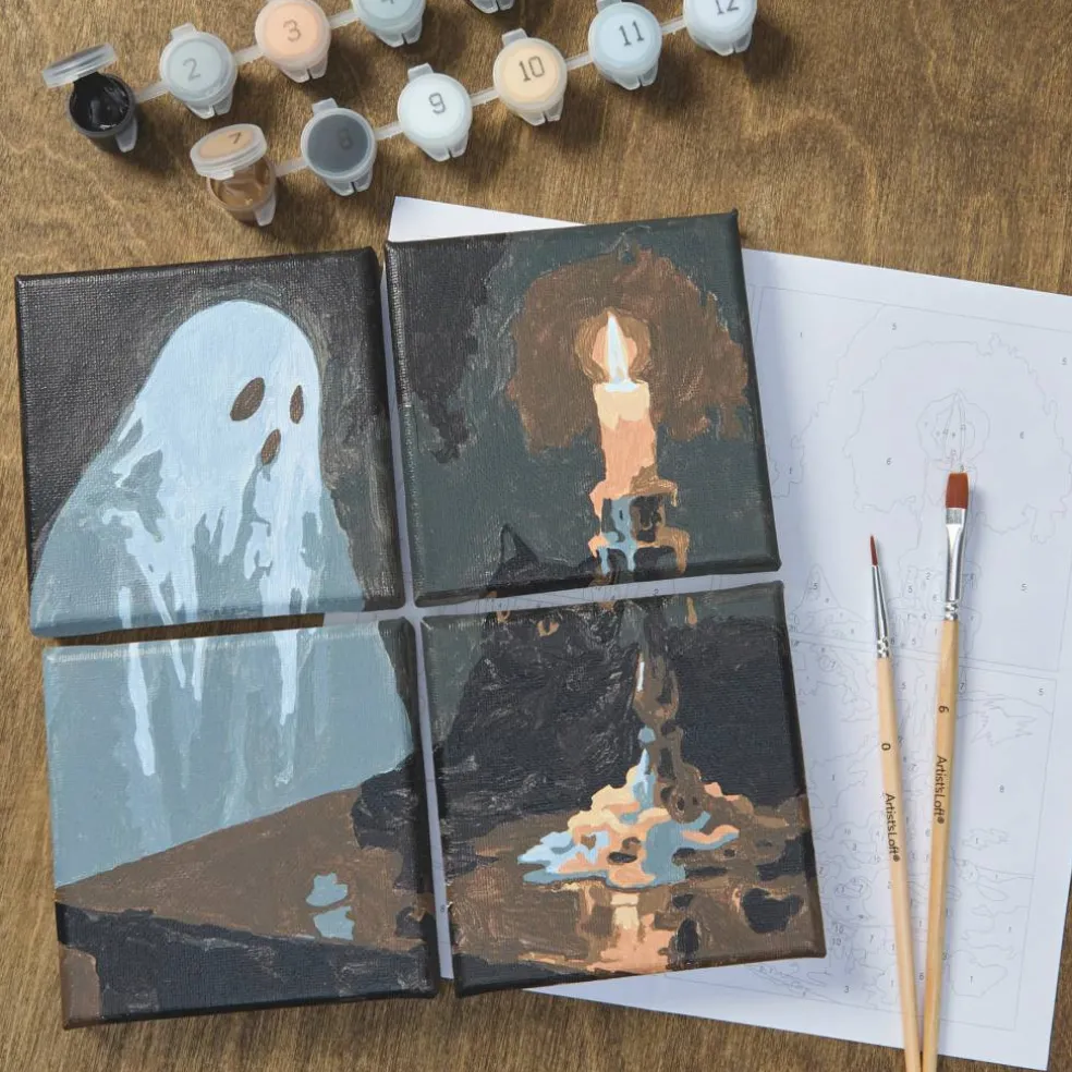 Ghost & Black Cat Paint-by-Number Gallery Mini Kit by Artist's Loft®