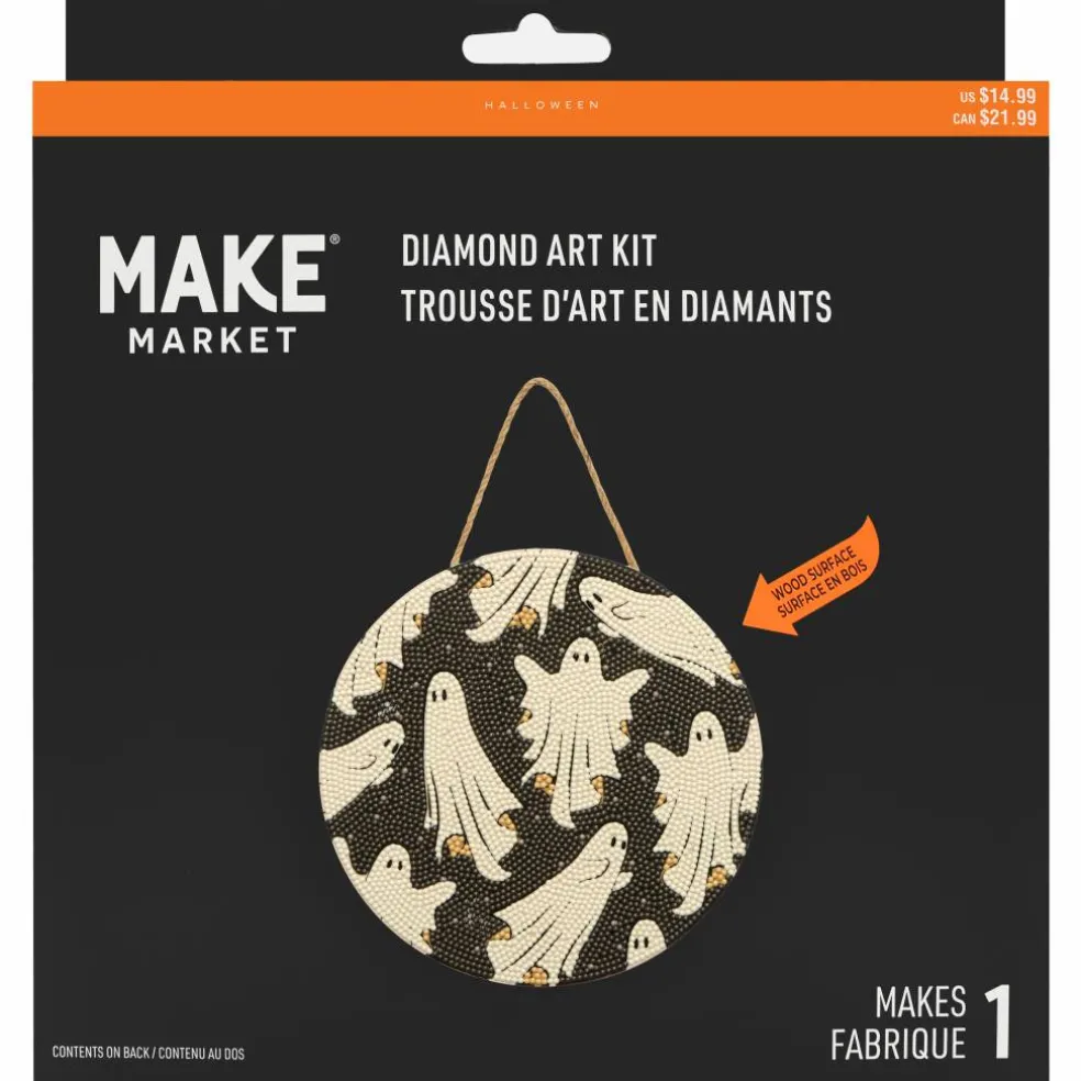 8" Ghosts Round Wood Plaque Diamond Art Kit by Make Market®