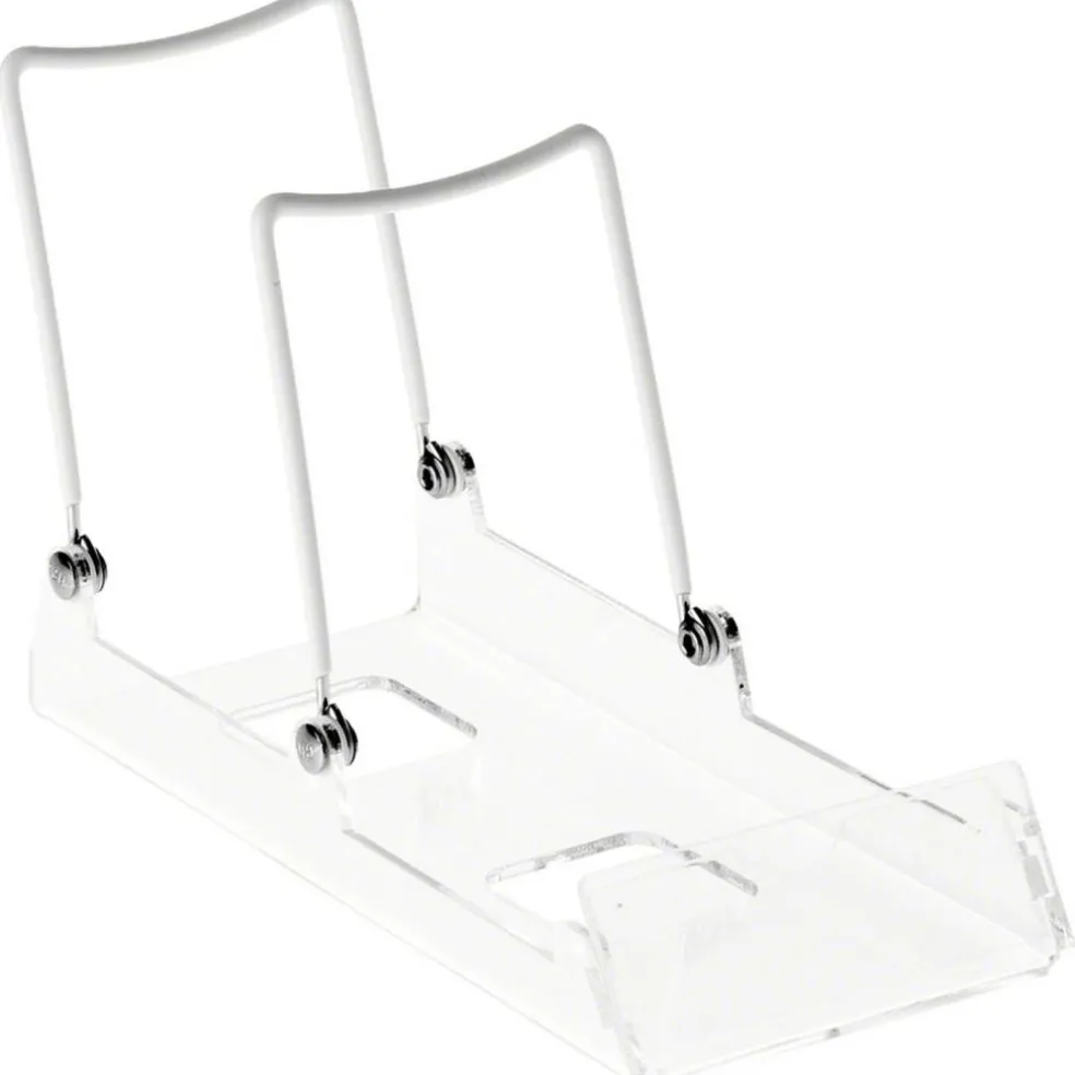 Gibson Holders ADS-2 Adjustable White Wire and Clear Acrylic Double Easel, Displays 2 Items, 3.75" W x 7.375" D x 5.5" H
